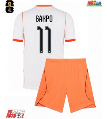 Países Bajos Cody Gakpo #11 Segunda Equipación Niños Mundial 2026 Manga Corta (+ Pantalones cortos)